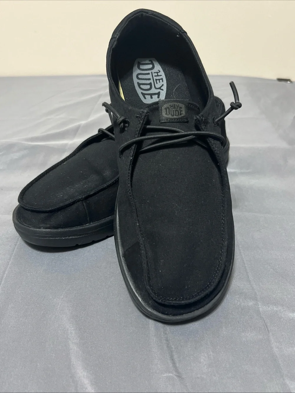 Men's Hey Dude Wally Work Wide Shoes Triple Black - Men's Size W8